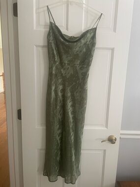 Hutch Olive Green Cowl Neck Midi Slip Dress